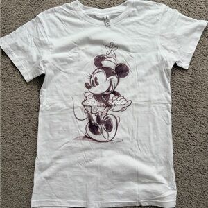 White T-Shirt with Minnie Mouse Sketch